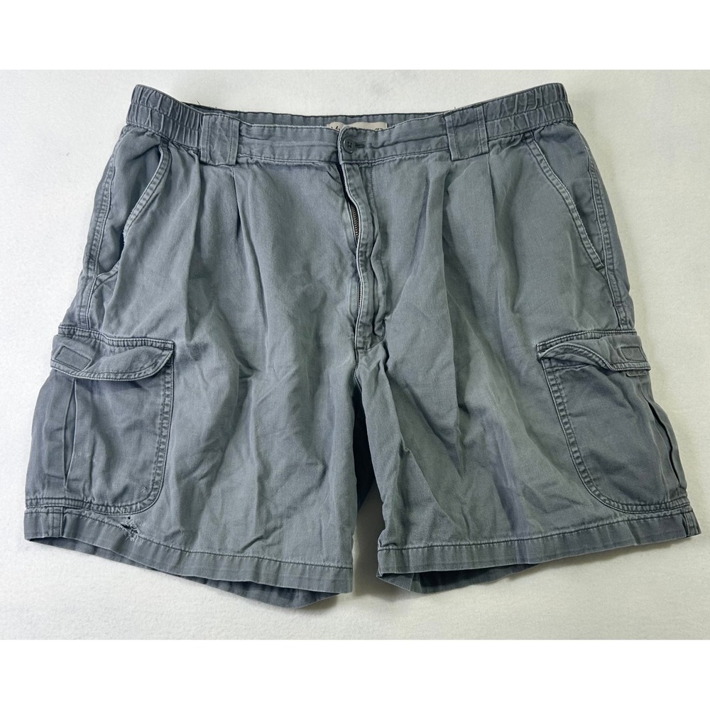 Munsingwear Mens Cargo Shorts‎ Gray Cotton Pleated Elastic Waist Size 36 GS93
